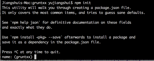 npm init 填写项目信息