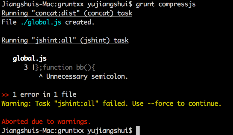 grunt jshint 报错